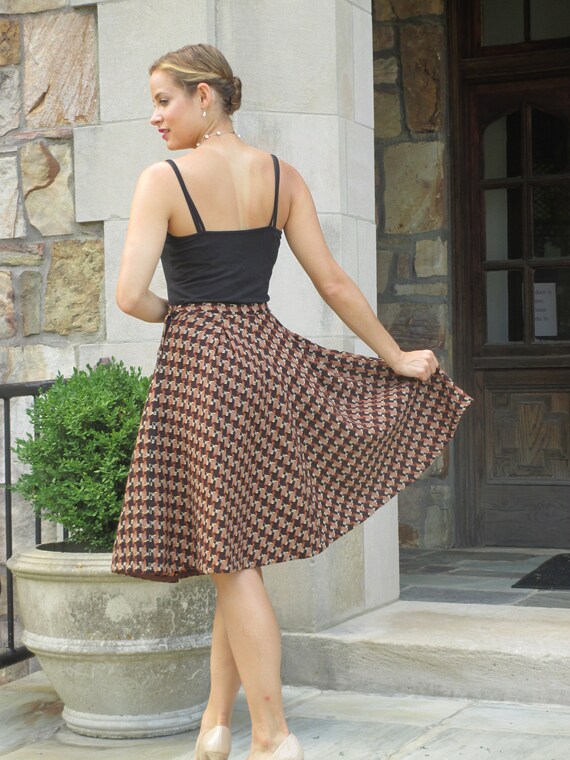1950s Nelly de Grab Houndstooth Circle Skirt