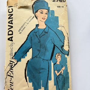 Vintage 1950s 1960s Advance Sewing Pattern 2760 - Wiggle Sheath Dress with Jacket -  Bust 32