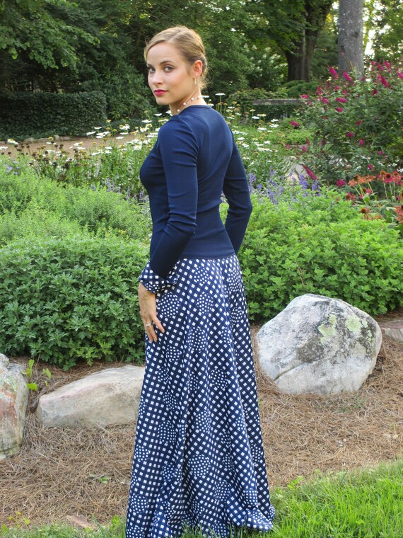 1970s Vera Maxwell Navy Blue Speed Suit Long Sleev