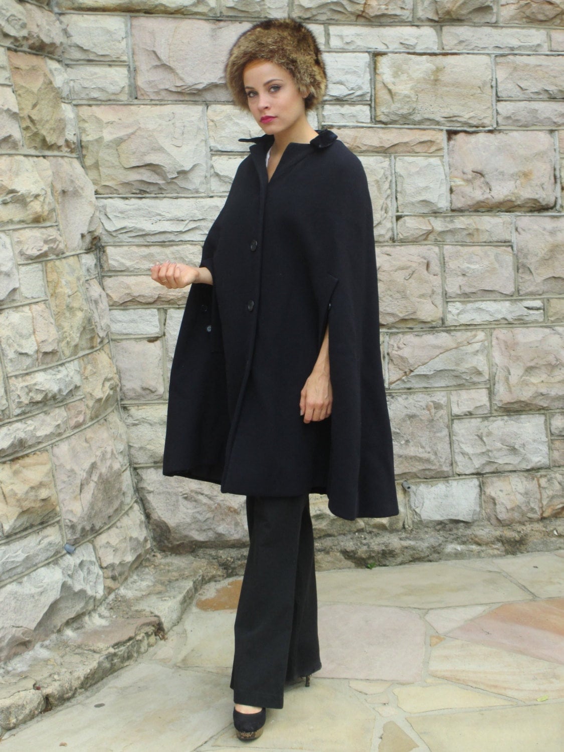 Phenomenal 1960s Christian Dior Navy Blue Wool Cape - Etsy
