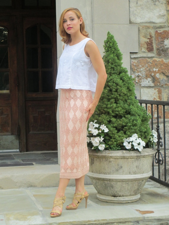 Vintage Hand-Woven Knit Silk Ribbon Skirt - Italia