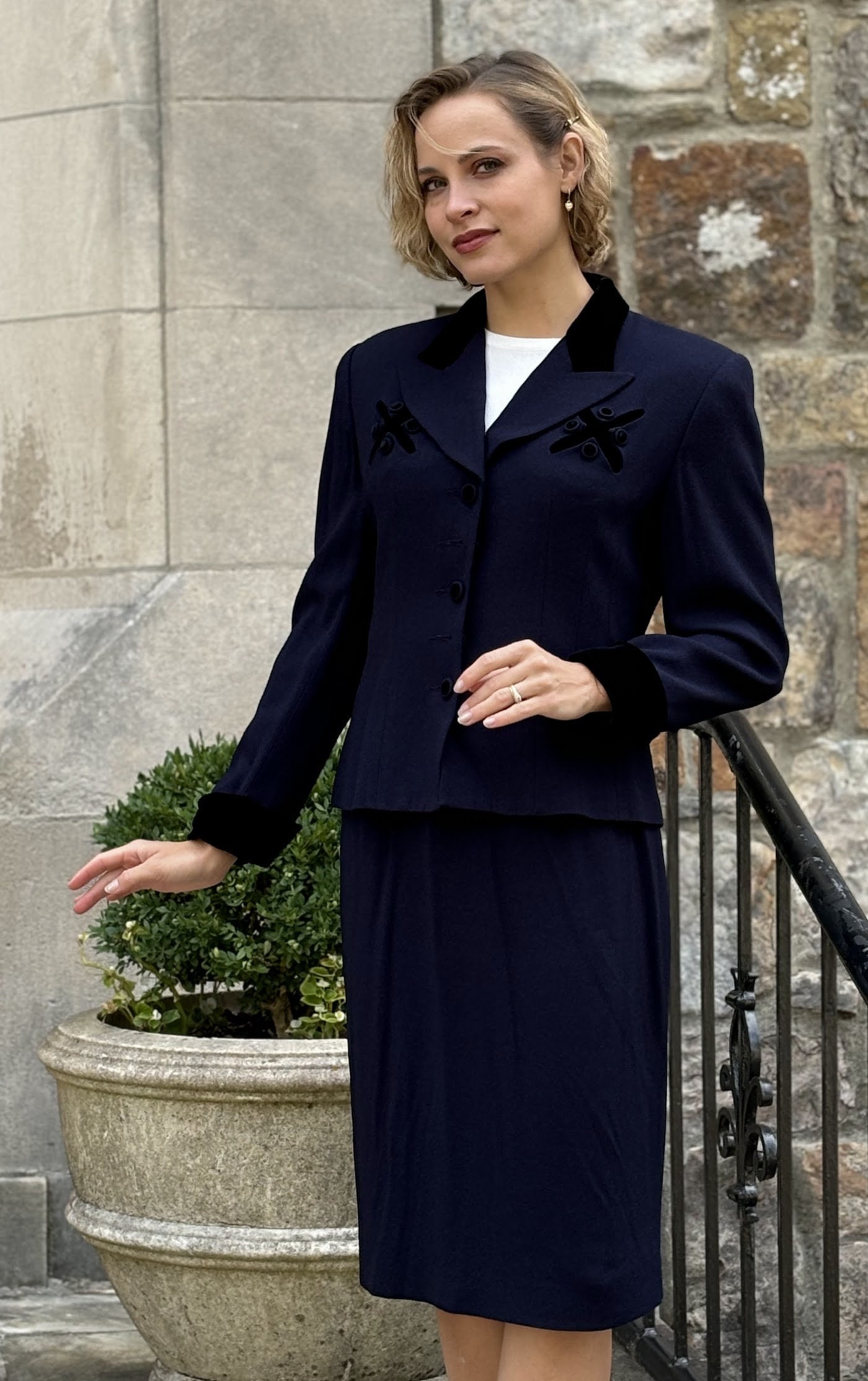 Tahari Women's Skirt Suits Royal Blue Navy Blue Skirt Suit