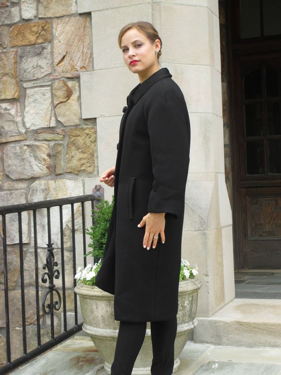 Outstanding 1960s Ben Zuckerman Black Wool Coat wi