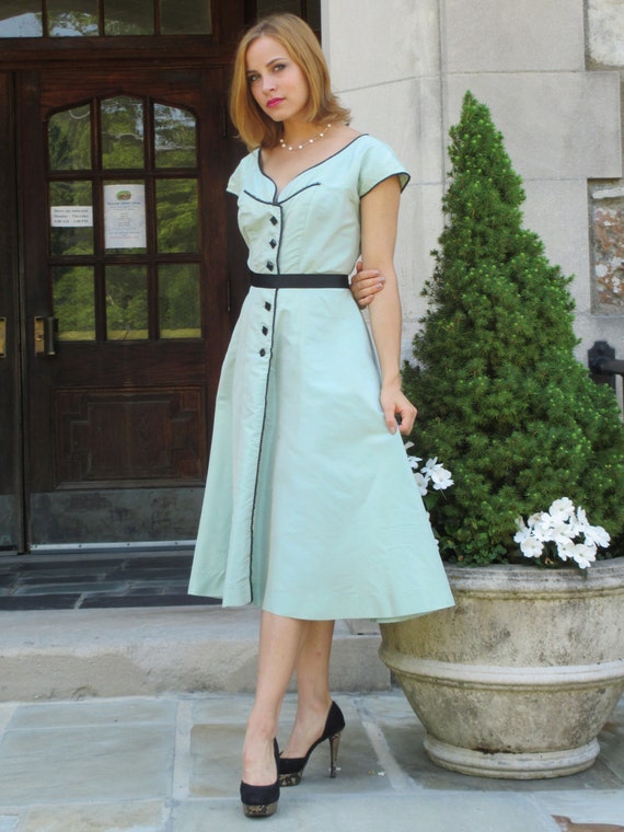 1940s 1950s I. Magnin Fit and Flare New Look Mint… - image 3