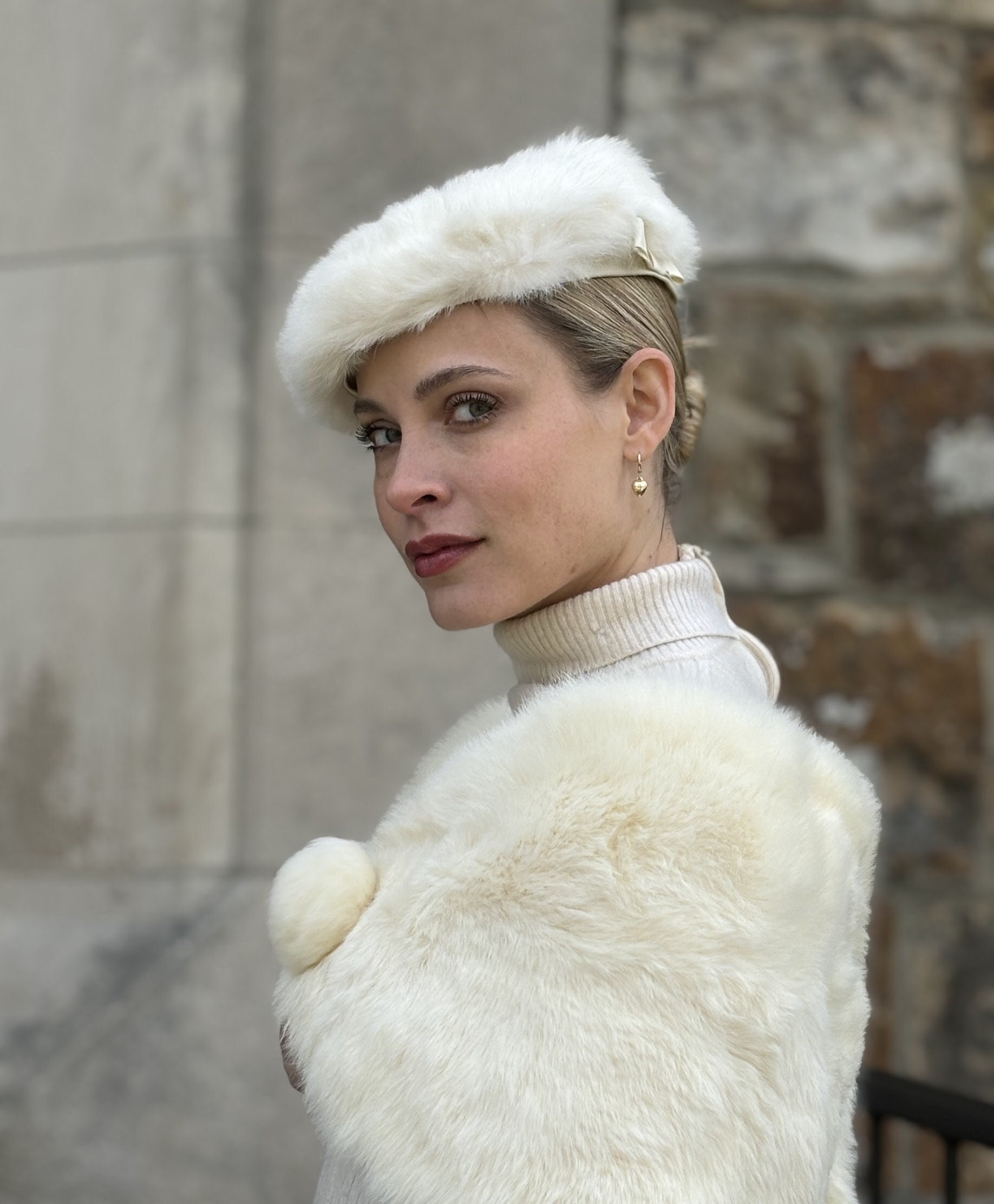 1950s 1960s Modern Miss White Fur Hat Beret - Etsy