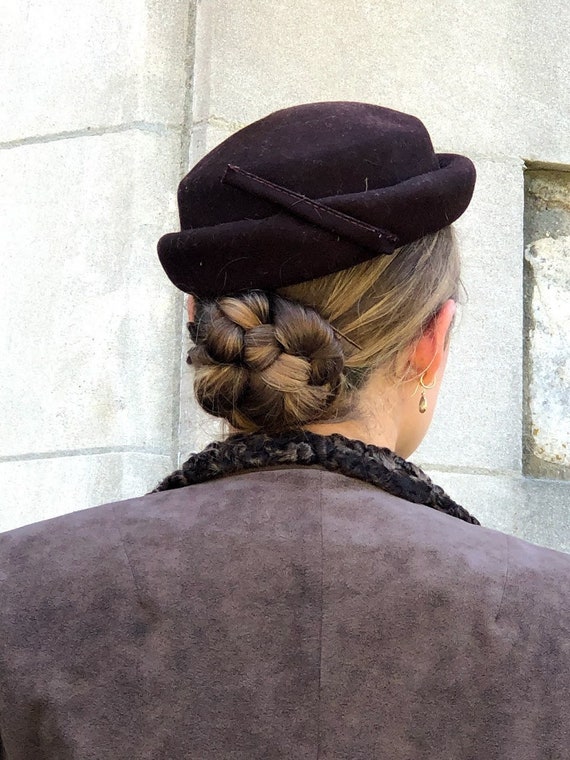 1950s 1960s Brown Wool Pork Pie Hat - Henry Pollak