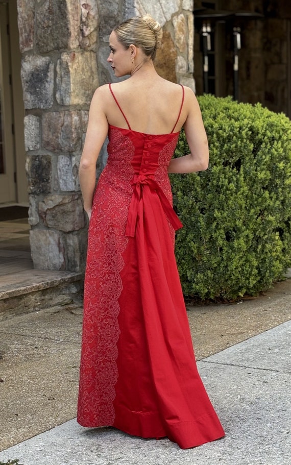 1950s Jaw Dropping I. Magnin Red Formal Gown Even… - image 7