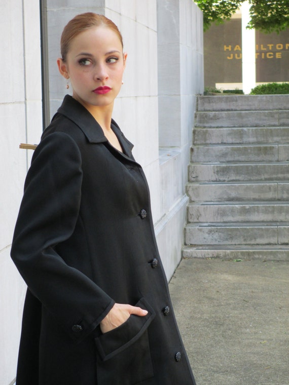 1960s Ben Zuckerman Black Silk Coat - Minty!