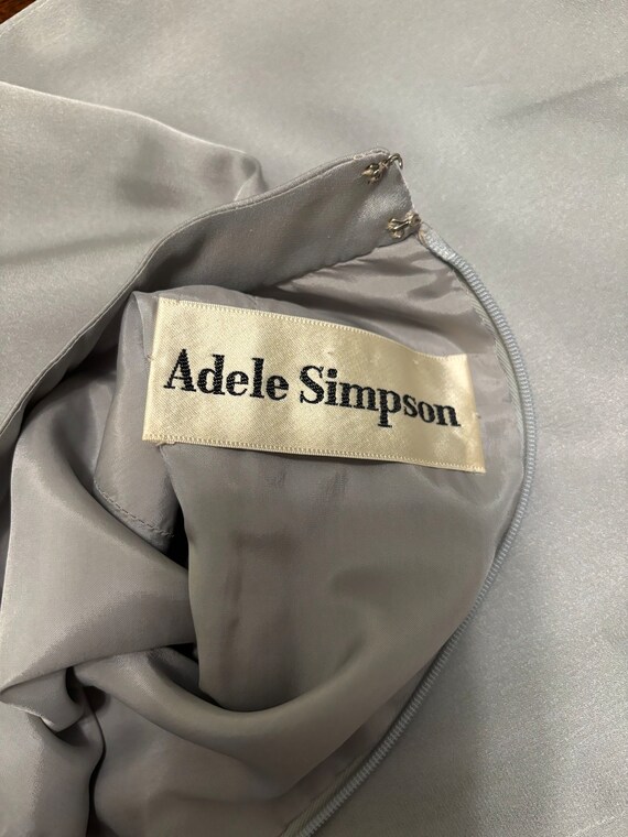 1960s Adele Simpson Silver Silk Long Sleeved Cock… - image 8