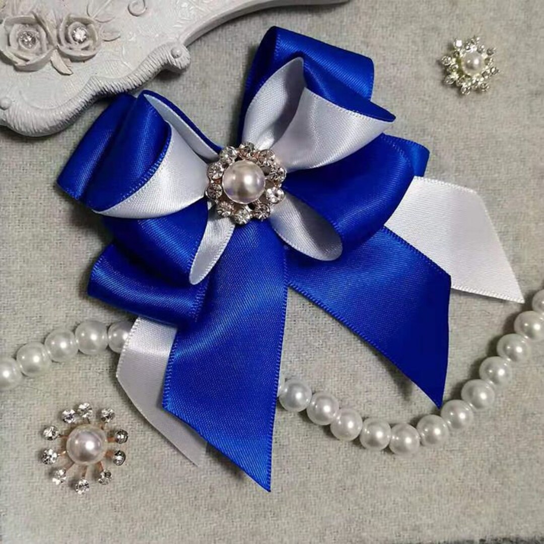 Brooch of White Satin Ribbon Bow With Rhinestone Center. Gift for Her.  Women Handmade Brooch. -  Canada
