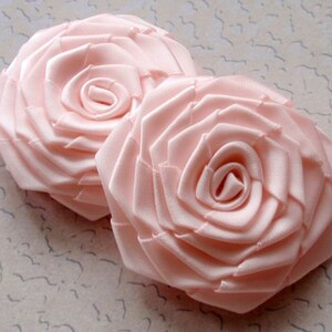 2 Handmade Ribbon Roses 2.5 Inches in Lt Pink Have Over 150 Colors to ...