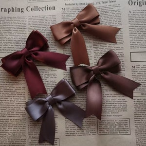 4 Handmade Satin Ribbon Bow In  Cappuccino, Gold brown, Chocolate chip, Root Beet Over 150 Colors to Choose ( 3 inch) MY-1012 Ready To Ship