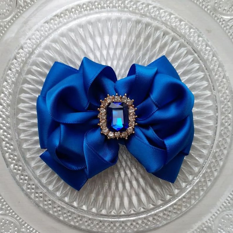 Handmade Satin Ribbon Bow With Pearl And Rhinestone Over 150 Etsy