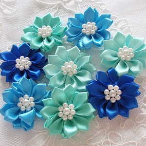 8 Handmade Flowers With Pearls 1.5 to 1-3/4 Inches MY - Etsy
