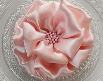 Larger Handmade Fabric Flower  (3-3/4 inches) In Lt Pink MY -805-11 Ready To Ship