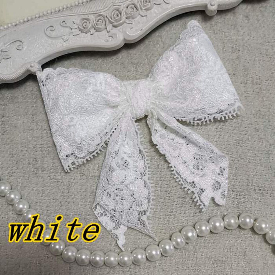 Handmade Satin Ribbon Bow Lace Bow in White Have More Colors to Choose