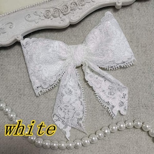 Handmade Satin  Ribbon Bow  Lace Bow In White Have More Colors to Choose ( 3 inches) MY-937-05AReady To Ship