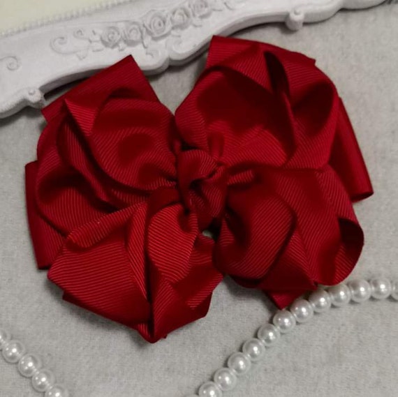Handmade Grosgrain Ribbon Bow in Scarlet More Colors to 