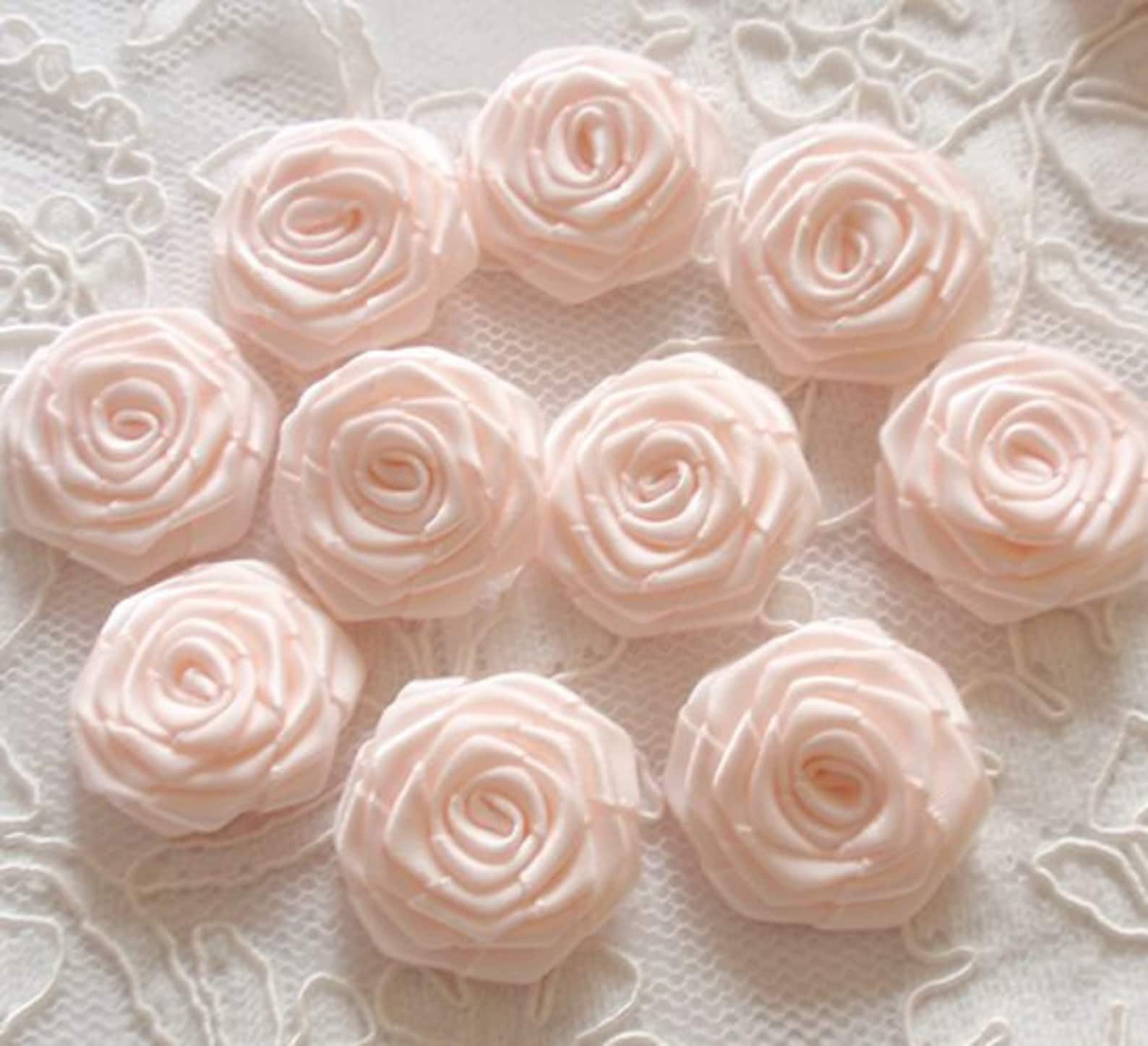 Round Ribbon Roses 10 Handmade Ribbon Roses (1-1/4 Inches) in Sideshow Rose and Over 150 ...
