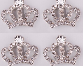 4 Flat Back Crown Rhinestone Button (33*22 mm) BL-013