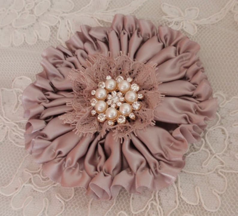 Handmade Ribbon Flower Ribbon Roses Satin Flower In Taupe Have Etsy