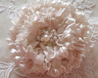 Handgemaakt lint bloemenlint rozen satijnen bloem in antiek wit (3-3/4 inch) meer dan 150 kleuren om uit te kiezen MY-418-04 Klaar voor verzending