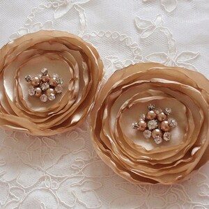 2  Handmade Singed Flowers Satin Flower Singed Roses (3.5  inches) MY-394-A Ready To Ship