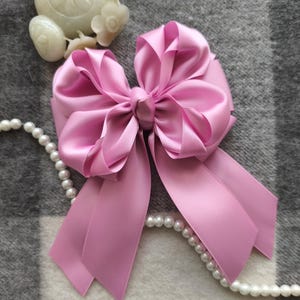 Handmade Satin Ribbon Bow In Tulip And Over 150 Colors To Choose ( 5x8 inch) MY-1112 Ready To Ship