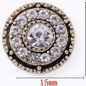 4 botões de cristal com parte traseira plana botão pérola metal vintage (15x15 mm) AL-1019-01