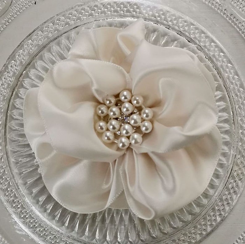 Handmade Ribbon Flower Ribbon Roses Satin Flower in Cream and Etsy