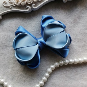 Handmade Satin Ribbon Bow ( 3-1/4*2-3/4 inches) In French Blue And Smoke Blue More Colors to Choose  MY- 985-02 Ready To Ship