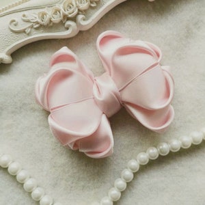 Handmade Satin Ribbon Bow ( 3-1/4*2-3/4 inches) In Icy pink More Colors to Choose  MY- 985-08 Ready To Ship