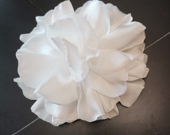 Larger Handmade Singed Flower Fabric Flower Fabric Rose (3 inches) In White MY-990 Ready To Ship