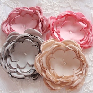 4 Larger Singed Flower Singed Rose Fabric Flower Fabric Rose Satin Flower Satin Roses (3-1/4 inches) MY-353-03 Ready To Ship