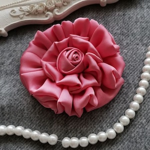 Larger Handmade Fabric Flower  Dusty Rose (3-1/2 inches)  - My-970