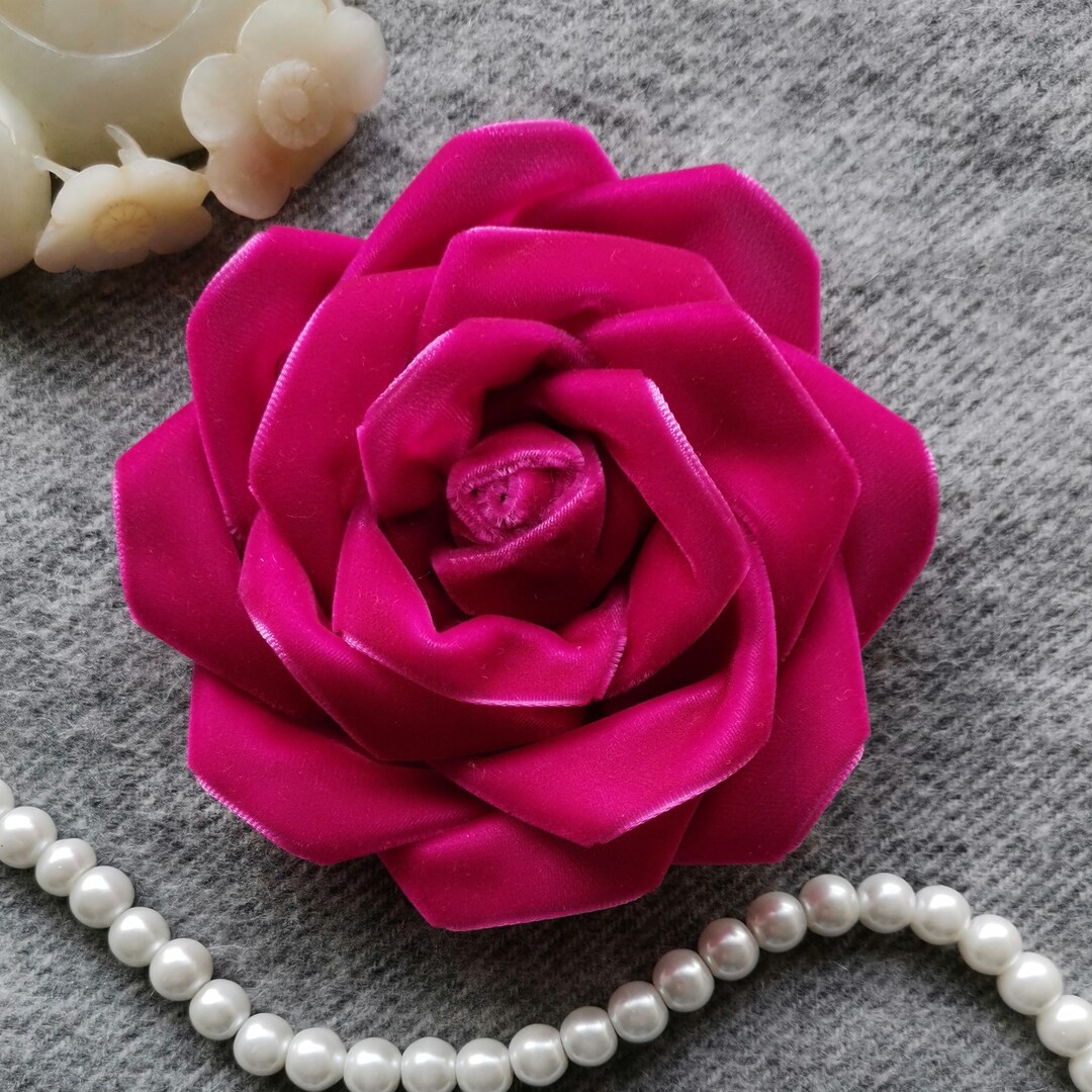 Handmade Velvet Rose (4 Inches) in Shocking Pink MY-1042-40 Ready to ...