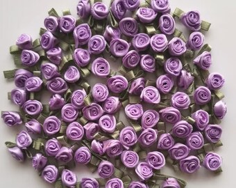 30 Mini Handmade Ribbon Roses (1/4 inches) In Orchid More Color to Choose MY-1004-03 Ready To Ship