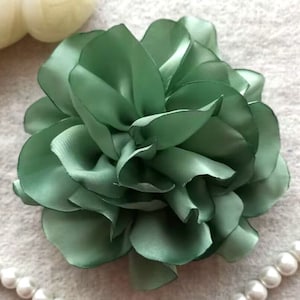 Larger Handmade Singed Flower Fabric Flower Fabric Rose (3-1/2 inches) In Sage green MY-298--10 Ready To Ship