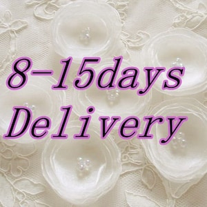 May include: White fabric with a lace pattern and the text "8-15 days Delivery" in purple.