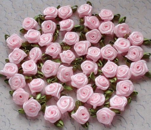 20 Mini Handmade Ribbon Roses 1/2 Inches in Lt Pink More - Etsy