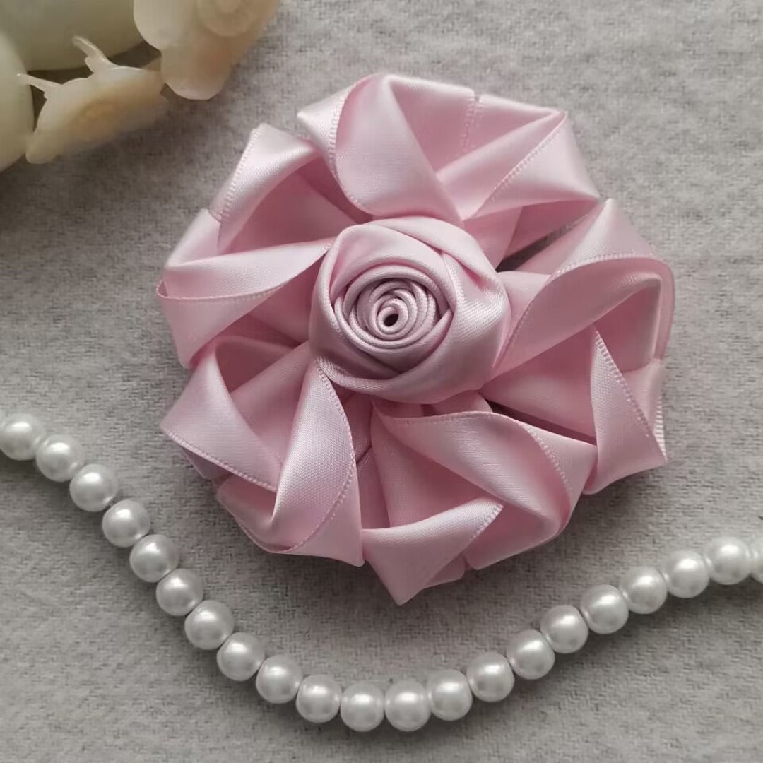 Handmade Ribbon Flower Ribbon Roses Satin Flower in Icy Pink and Have ...