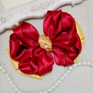 Handmade Satin  Ribbon Bow In Yellow gold, Red, Old gold  More Colors to Choose ( 5x4.5 inch) MY-932-04 Ready To Ship