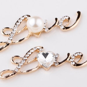 2 Flat Back Rhinestone Button Pearl Button Letter Button (55x19 mm) BL-024