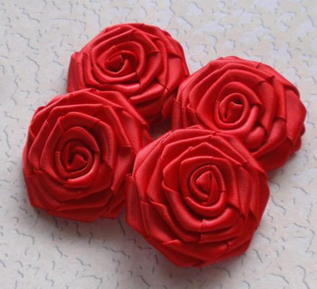 4 Handmade Roses (2 Inches) in Red Have Over 150 Color to Choose MY-004 ...