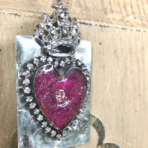 Soldered pendant necklace, soldered heart, soldered jewelry, hand soldered, queen of hearts, artisan necklace, OOAK soldered necklace, heart image 2