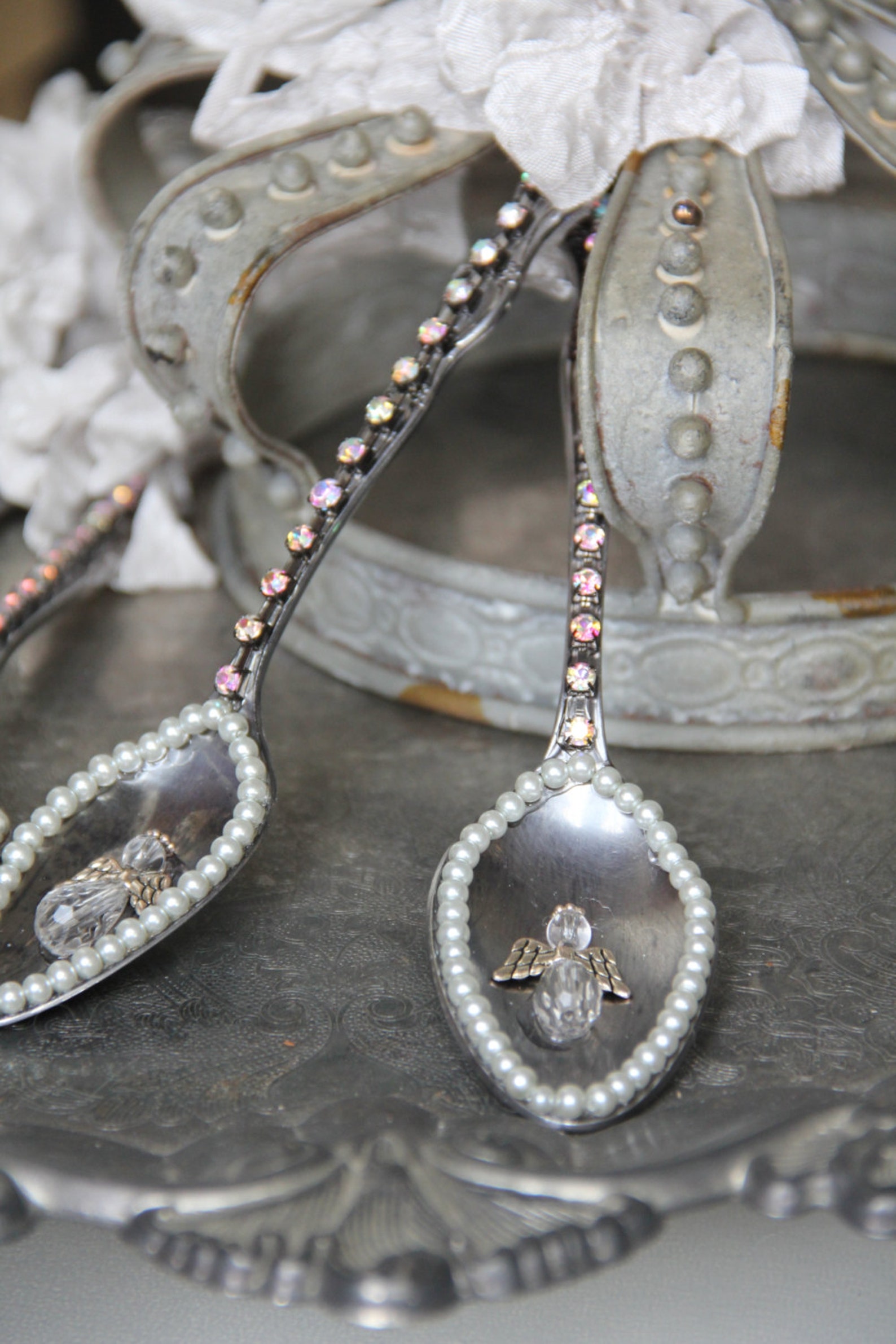 Vintage Spoon Ornament Silver Spoon Ornament Angel Ornament Etsy