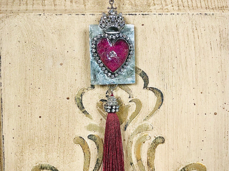 Soldered pendant necklace, soldered heart, soldered jewelry, hand soldered, queen of hearts, artisan necklace, OOAK soldered necklace, heart image 6