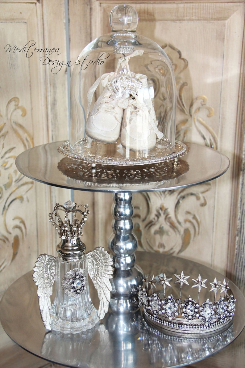 Embellished Metal crown, crown decor, silver tiara, Mediterranea Design Studio, princess tiara, french crown, cake topper, french tiara image 6