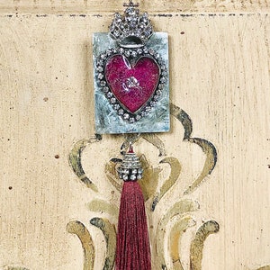 Soldered pendant necklace, soldered heart, soldered jewelry, hand soldered, queen of hearts, artisan necklace, OOAK soldered necklace, heart image 4