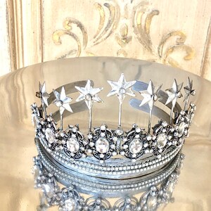Embellished Metal crown, crown decor, silver tiara, Mediterranea Design Studio, princess tiara, french crown, cake topper, french tiara image 2